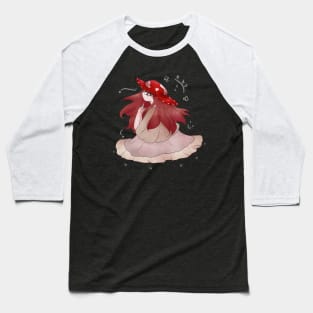 Whimsigoth Cottagecore Red Mushroom Girl Baseball T-Shirt